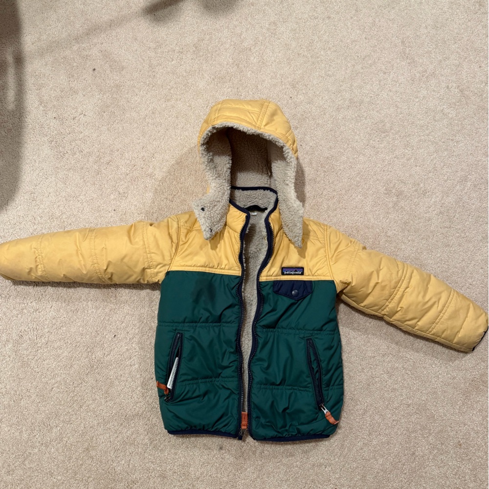Patagonia Boys' Tribbles Yellow and Green Winter Jacket